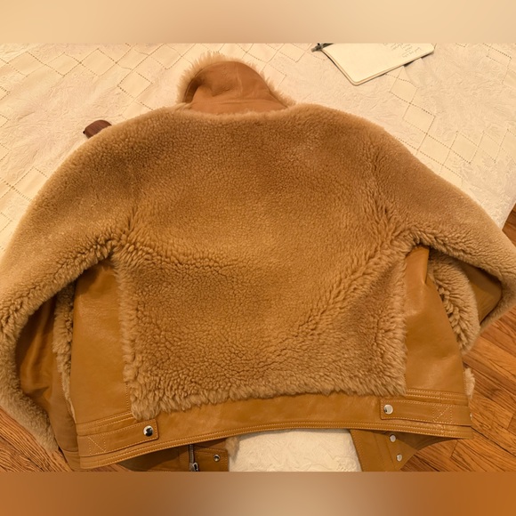 Coach real lamb shearling with leather trim jacket. - Picture 12 of 12